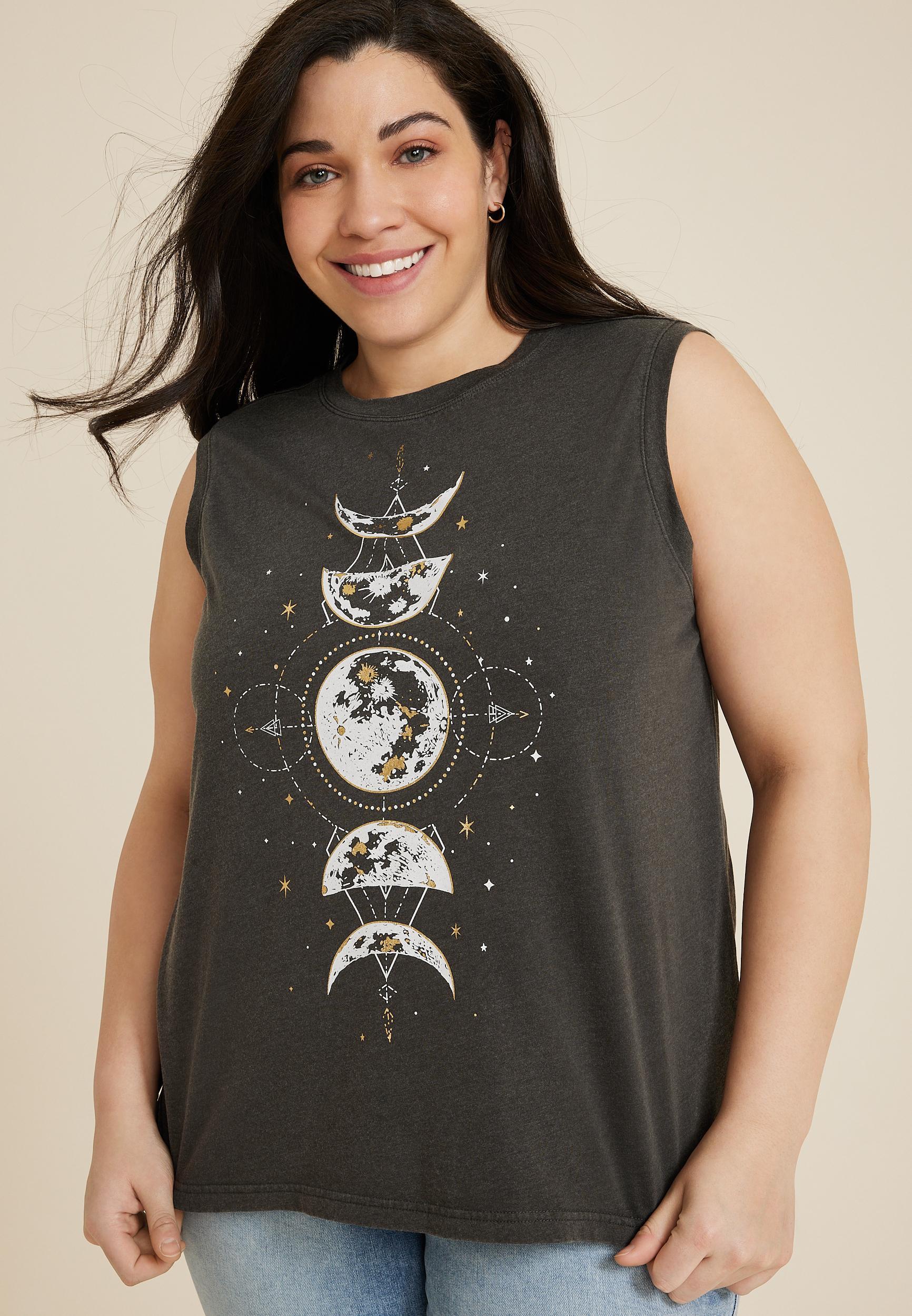 Maurices 1X Plus Size Womens Celestial Moon Graphic Tank Product Image