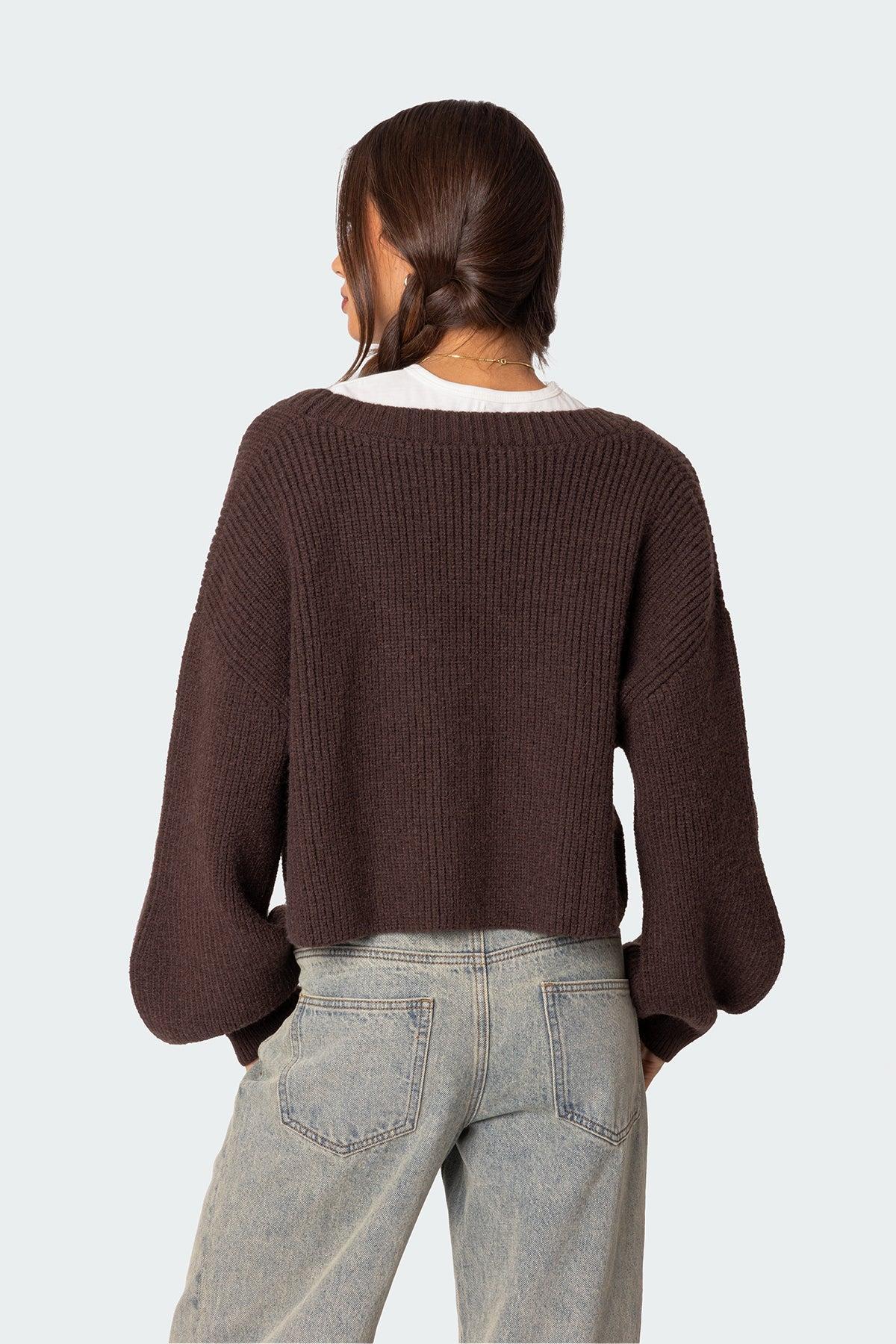 Sabrina Chunky Knit Cropped Cardigan Product Image