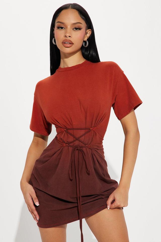 Bodhi Ombre T-Shirt Mini Dress - Rust Product Image