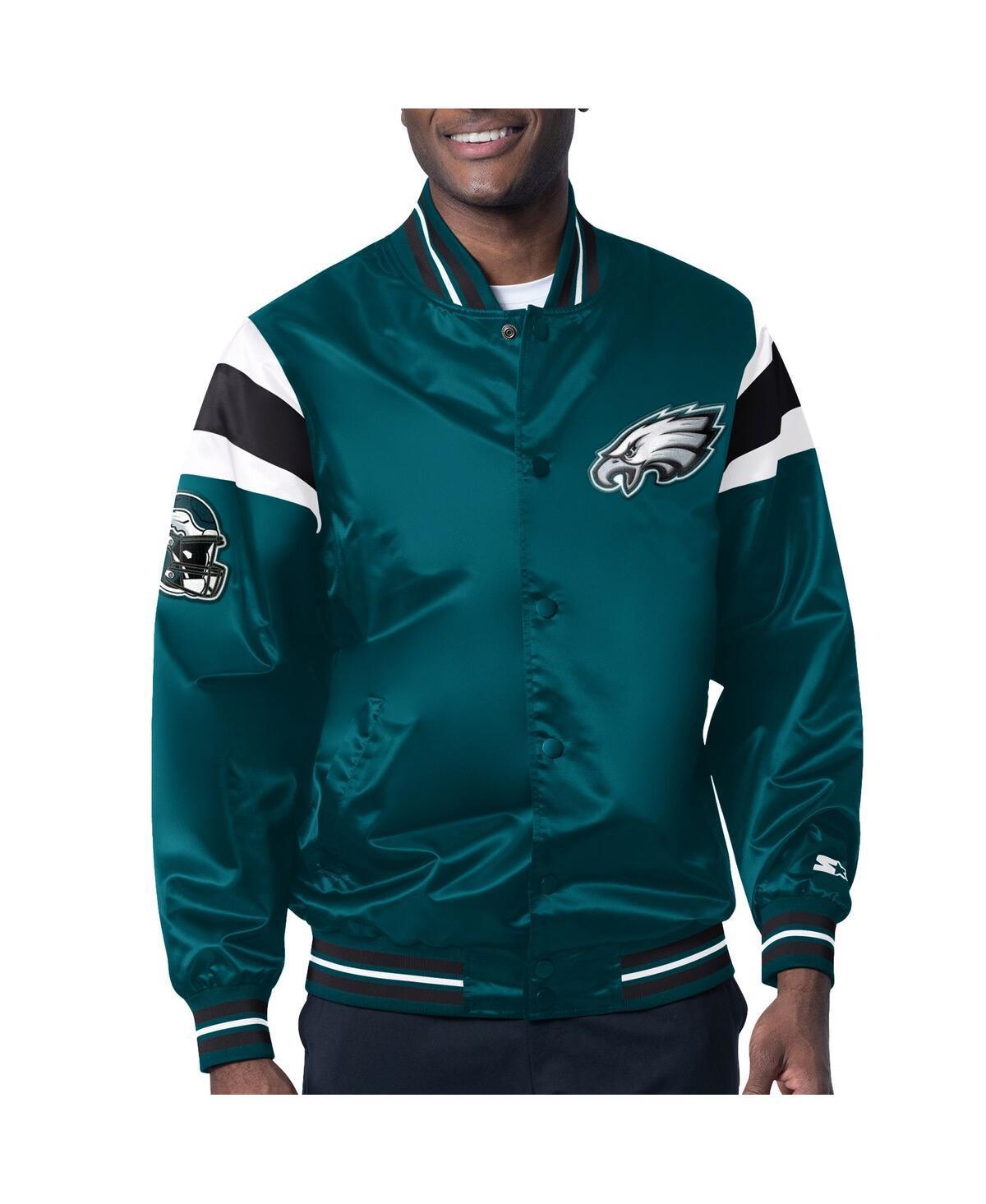 Mens Starter Midnight Green Philadelphia Eagles Satin Full-Snap Varsity Jacket Product Image