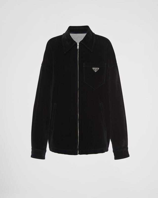 Velvet denim blouson jacket Product Image