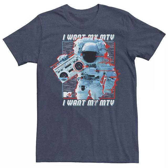 Mens MTV Astronaut I Want My MTV Graphic Tee Navy Grey Product Image