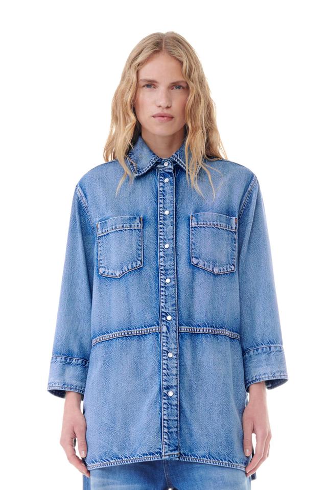 Blue Denim Oversized Shirt Product Image