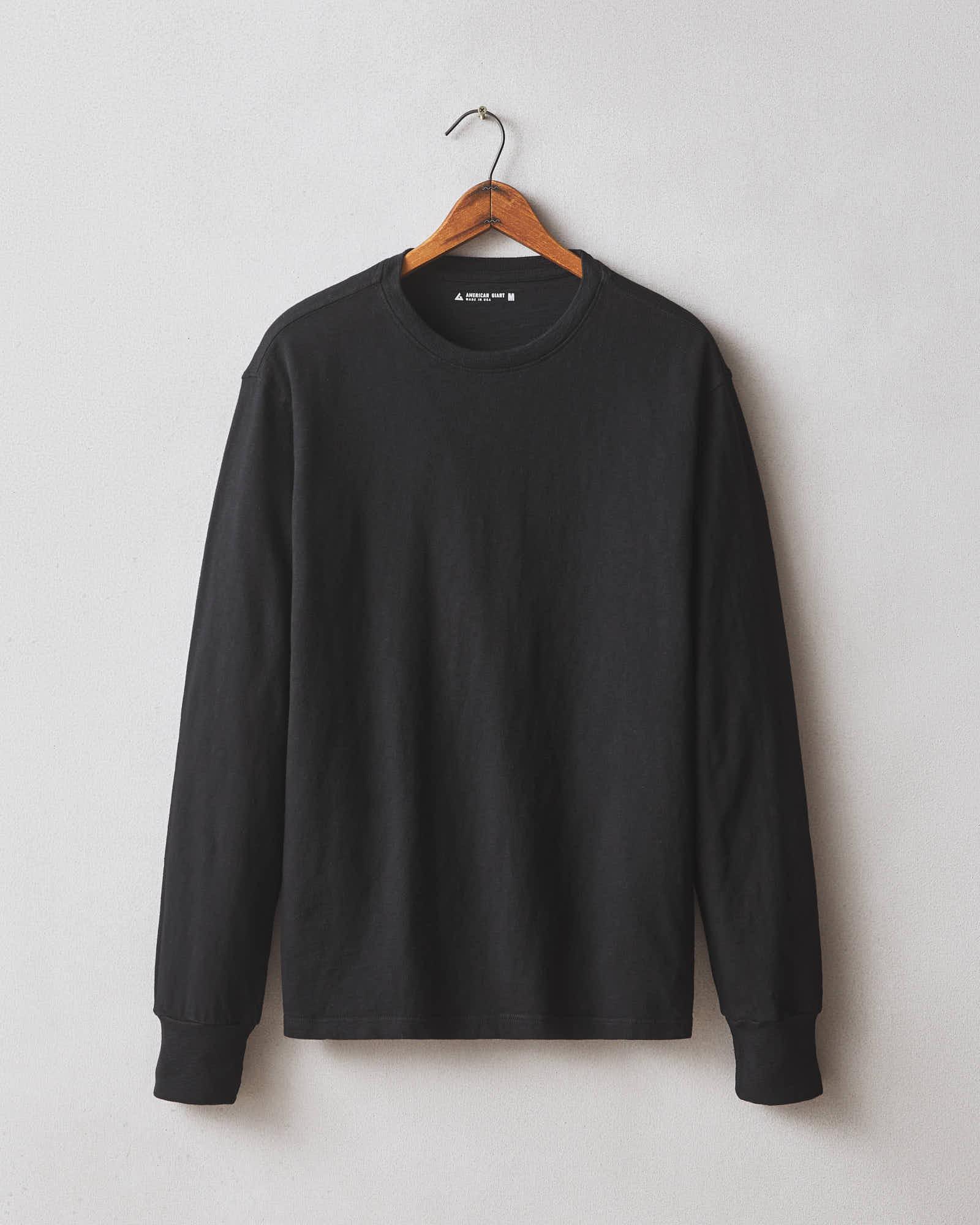 Premium Slub Crew Tee Long Sleeve - Black Male Product Image