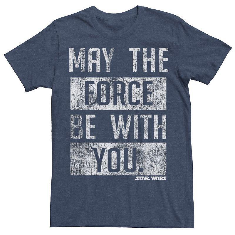 Mens Star Wars May The Force Be With You Graphic Tee Navy Grey Product Image