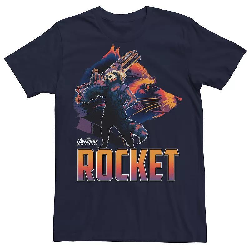 Mens Marvel Avengers Infinity War Rocket Raccoon Silhouette Graphic Tee Blue Product Image