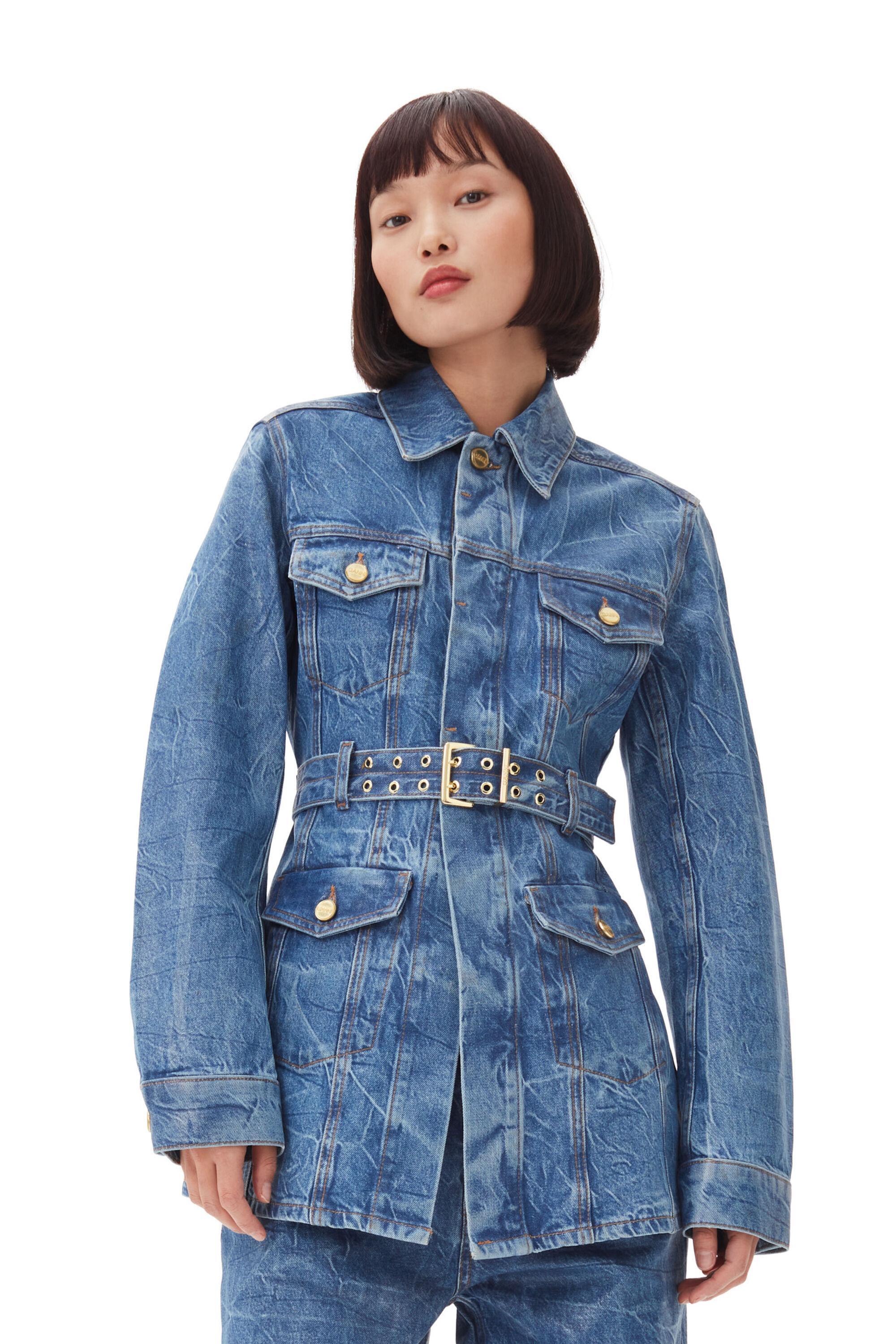 Blue Foil Denim Jacket Product Image