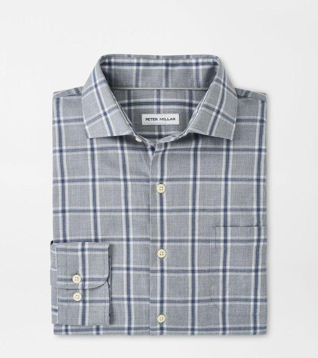 Peter Millar Mens Vernon Flannelite Cotton-Stretch Sport Shirt | Color: Gale Grey | Size: S Product Image