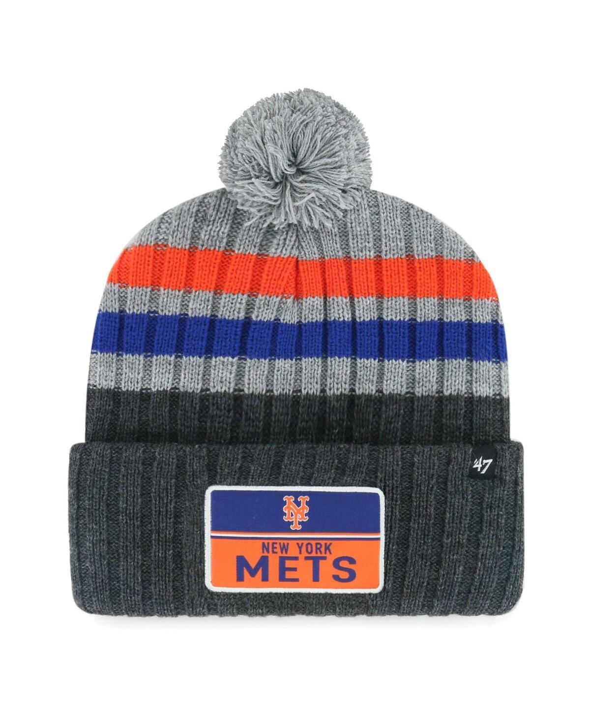 Mens 47 Gray New York Mets Stack Cuffed Knit Hat with Pom Product Image