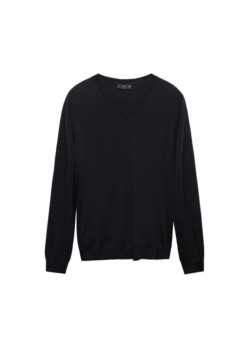 MANGO MAN - 100% merino wool V-neck sweater blackMen Product Image