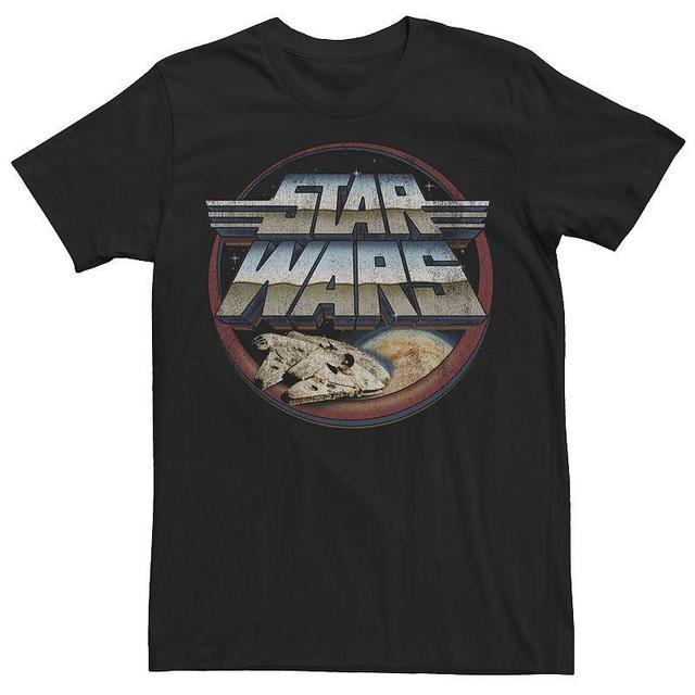 Mens Star Wars Falcon Retro Slant Logo Pilot Wings Rockin Tee Product Image