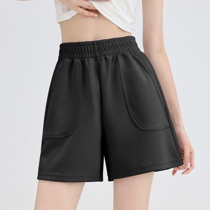 High Waist Plain Shorts Product Image