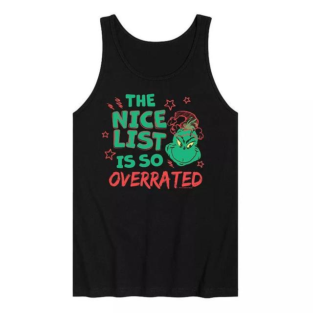 Mens Dr. Seuss The Grinch Nice List Overrated Graphic Tank Product Image