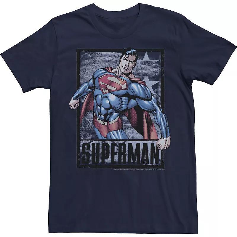 Mens Superman Check It Poster Tee Blue Product Image