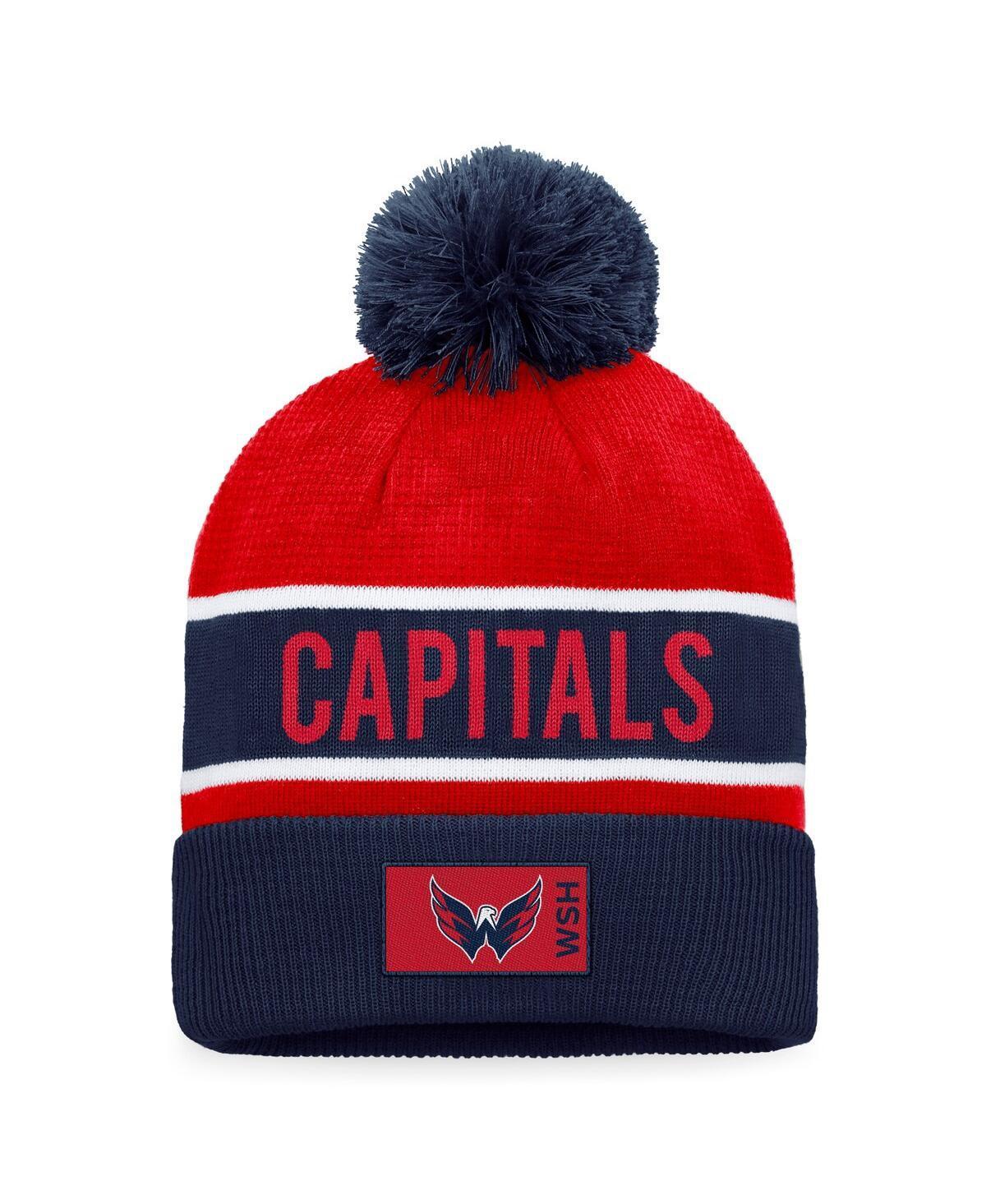 Mens Fanatics Navy Washington Capitals Authentic Pro Rink Cuffed Knit Hat with Pom - Navy Product Image