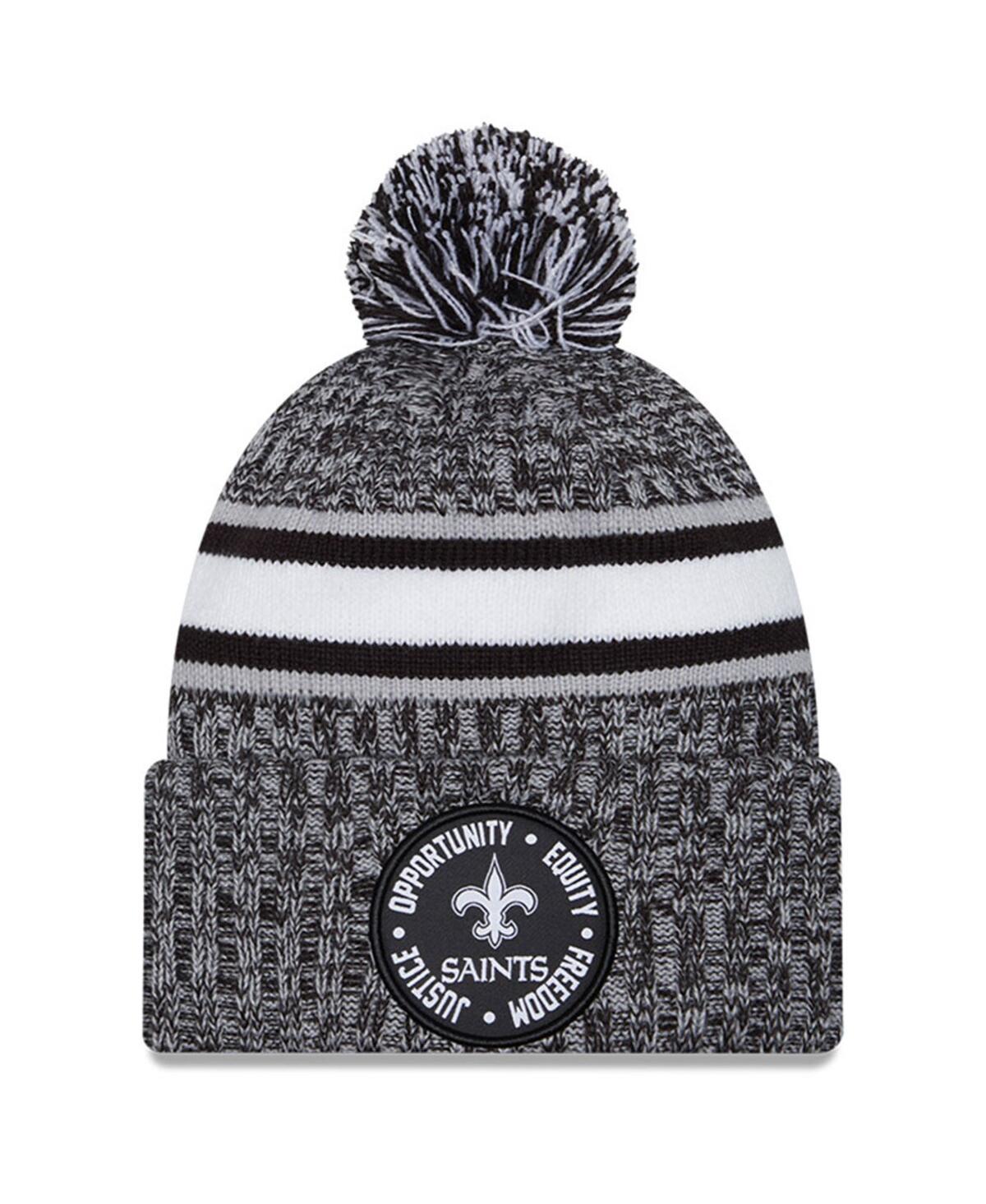 Mens New Era Heather Black New Orleans Saints 2023 Inspire Change Cuffed Knit Hat with Pom Product Image