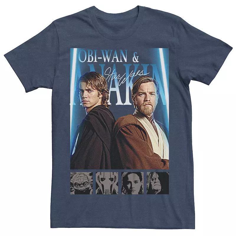 Big & Tall Star Wars Obi-Wan And Anakin Graphic Tee, Mens Navy Grey Product Image