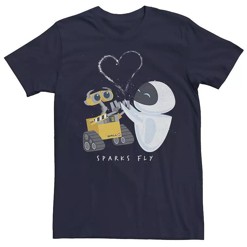 Disney / Pixars WALL-E & Eve Mens Sparks Fly Tee Blue Product Image