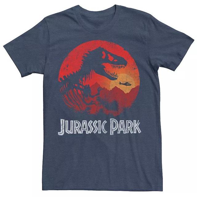 Mens Jurassic Park Red Jungle Sunset Icon Graphic Tee Blue Product Image