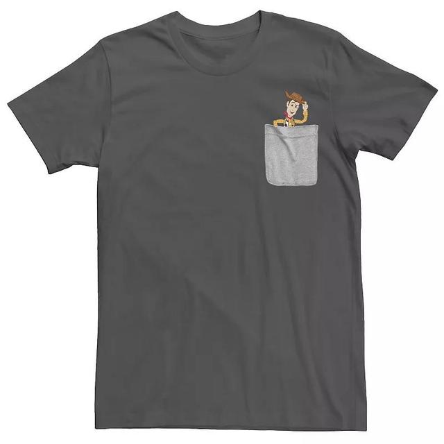 Mens Disney / Pixar Toy Story Woody Faux Pocket Tee, Mens Grey Product Image