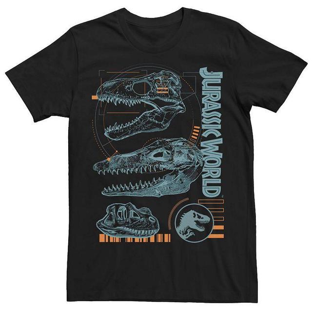 Mens Jurassic World Two Dinosaur Skull Schematic Tee Grey Heather Product Image