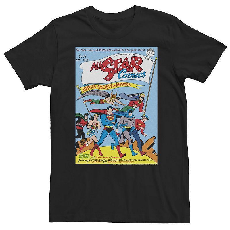 Big & Tall DC Comics Justice League Comic Cover Vintage Tee, Mens Product Image