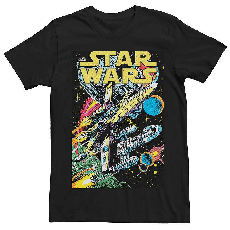 Mens Star Wars Neon Comic Art Style Battle Graphic Tee Product Image