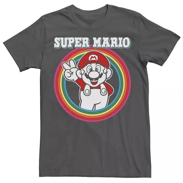 Mens Nintendo Super Mario Rainbow Retro Bold Logo Tee Grey Product Image