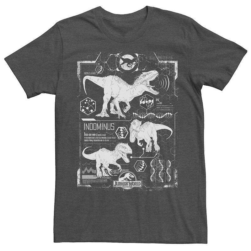 Mens Jurassic World Indominus Rex Schematic Tee, Mens Grey Product Image