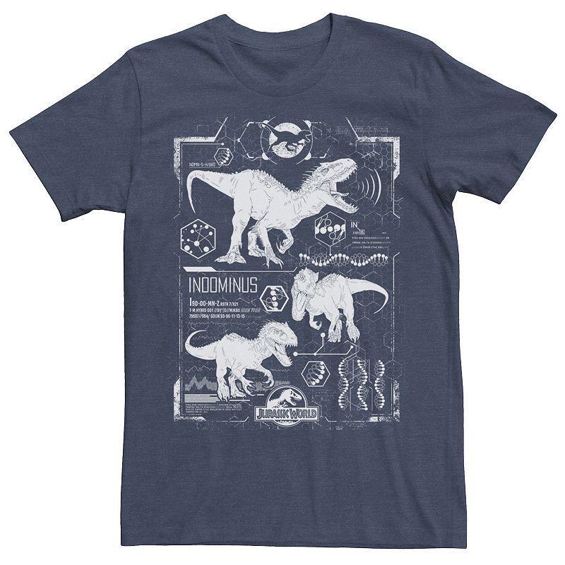 Mens Jurassic World Indominus Rex Schematic Tee, Mens Navy Grey Product Image