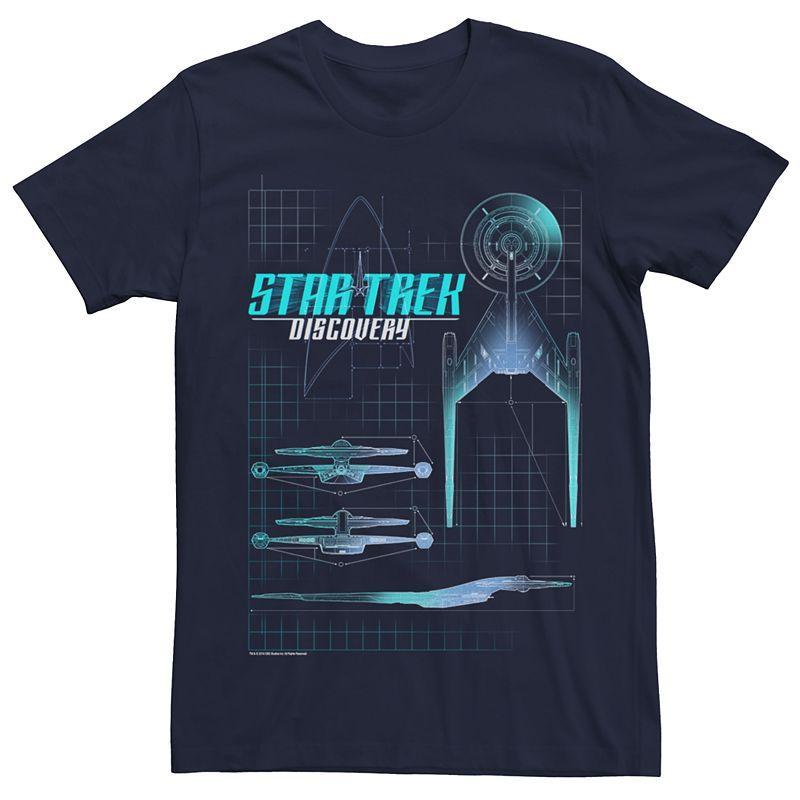 Mens Star TrekDiscovery Ship Diagrams Tee Blue Product Image