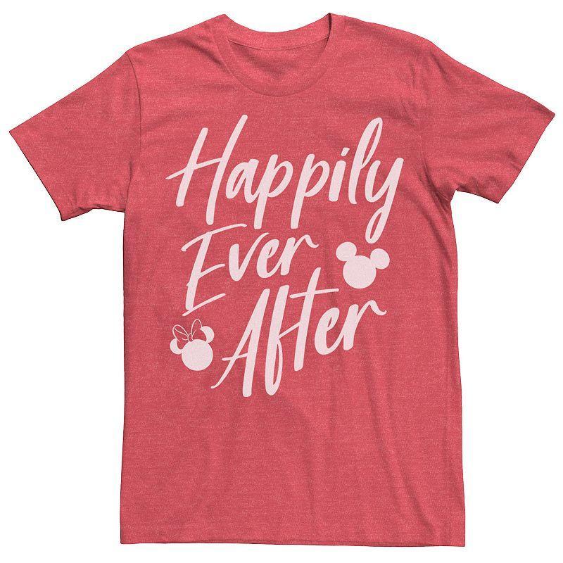 Disneys Mickey Mouse Mens Happily Ever After Cursive Text Logo Tee Red Grey Product Image