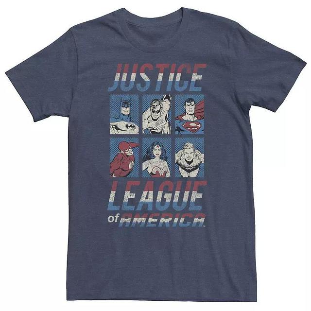 Big & Tall Justice League Of America Portrait Panels Tee, Mens Navy Grey Product Image