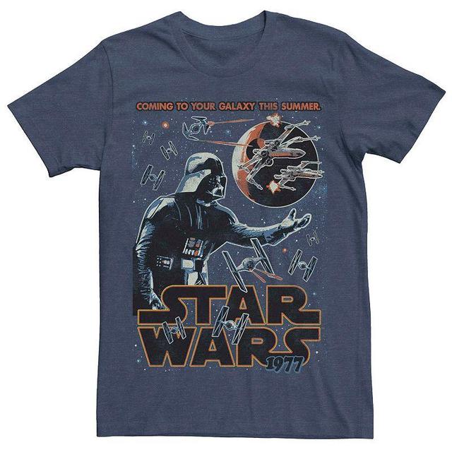 Mens Star Wars Vader Classic Movie Poster Graphic Tee Blue Product Image