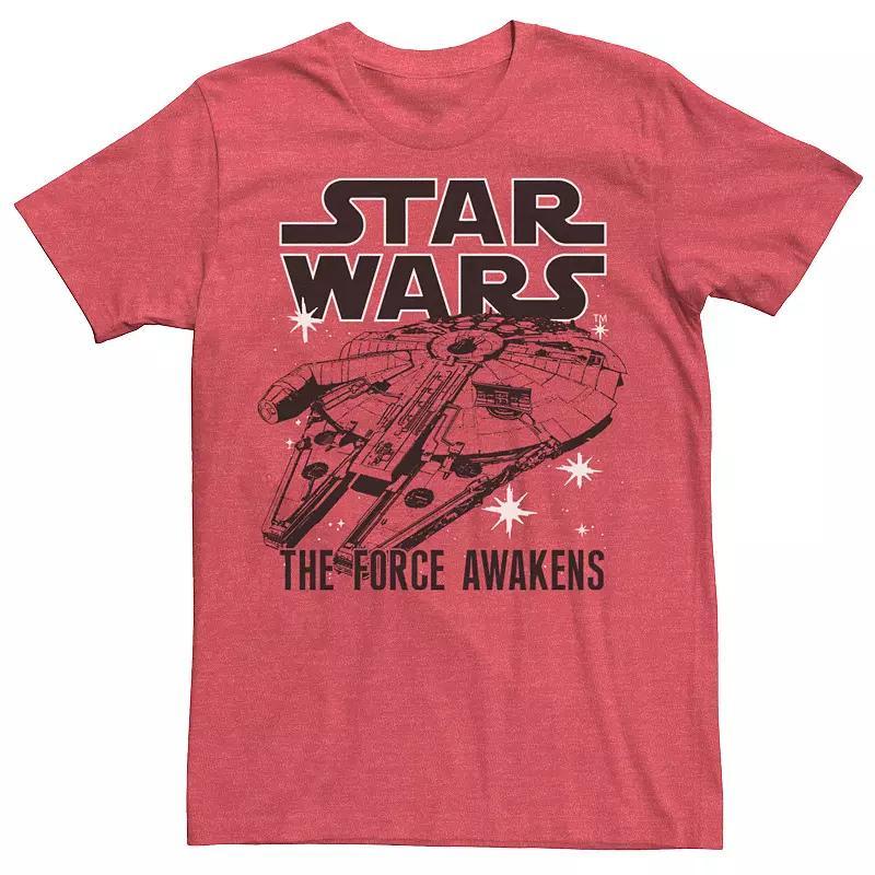 Mens Star Wars Force Awakens Space Falcon Tee Red Grey Product Image