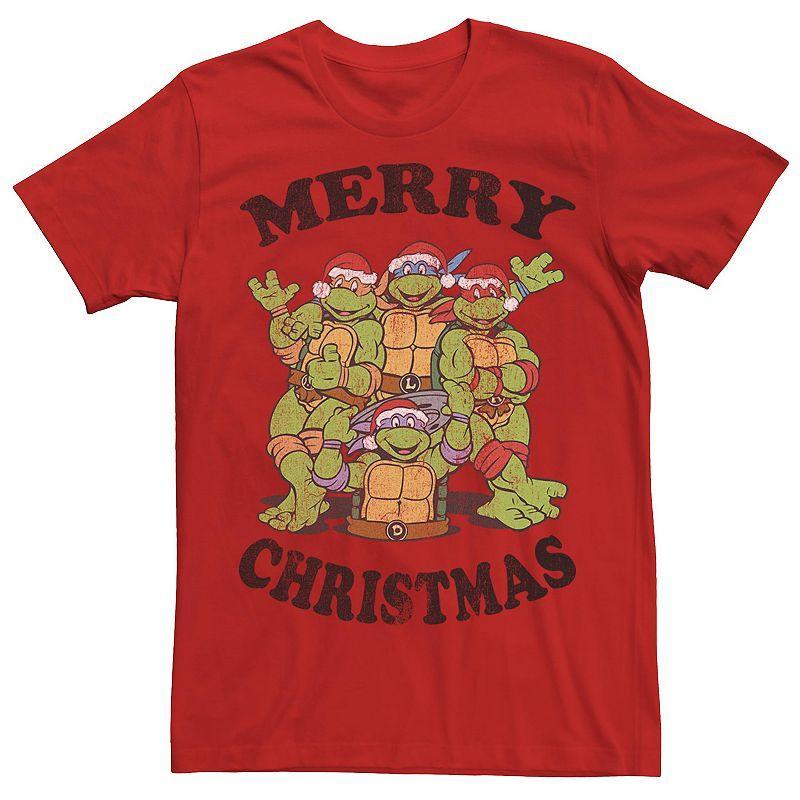 Mens Ninja Turtles Merry Christmas Santa Group Shot Short Sleeve tee Product Image