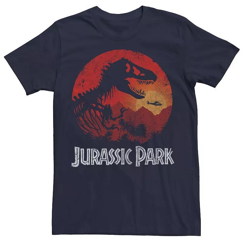 Mens Jurassic Park Red Jungle Sunset Icon Graphic Tee Blue Product Image