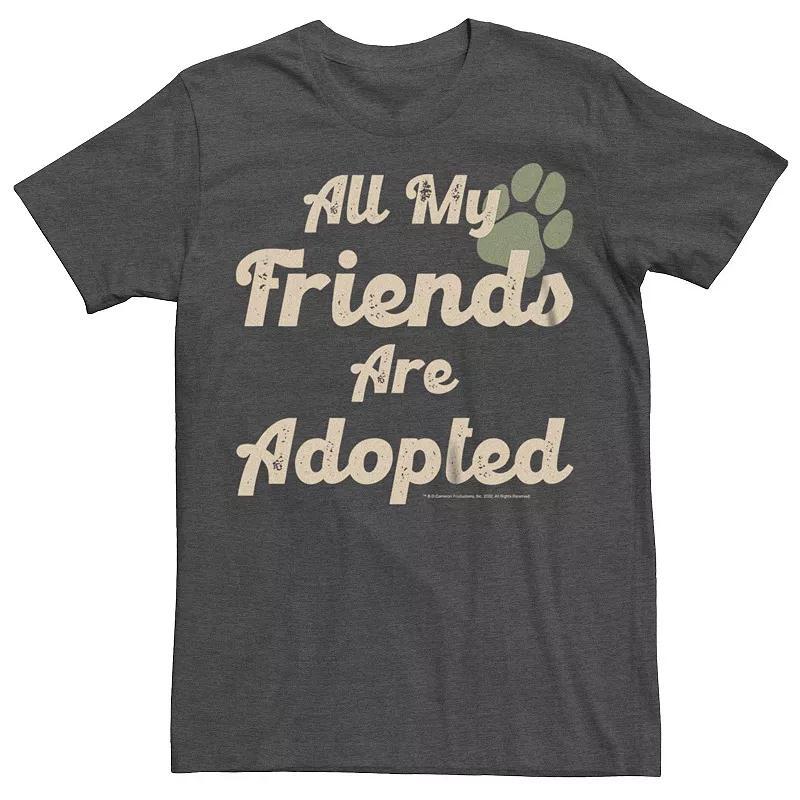 Big & Tall All My Friends Are Adopted Dog Lover Graphic Tee, Mens Grey Heather Product Image