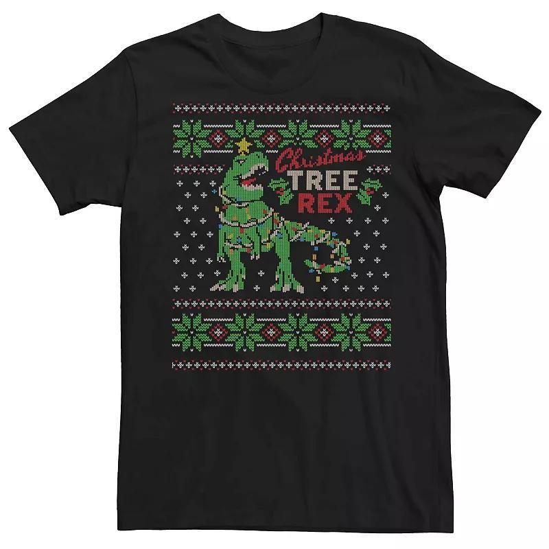 Mens Christmas T-Rex Ugly Christmas Style Graphic Tee Product Image