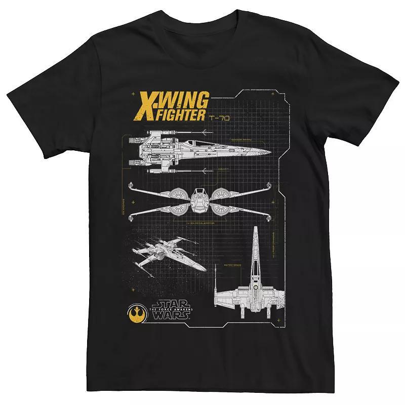 Mens Star Wars X-Wing Schematics Tee Black Product Image