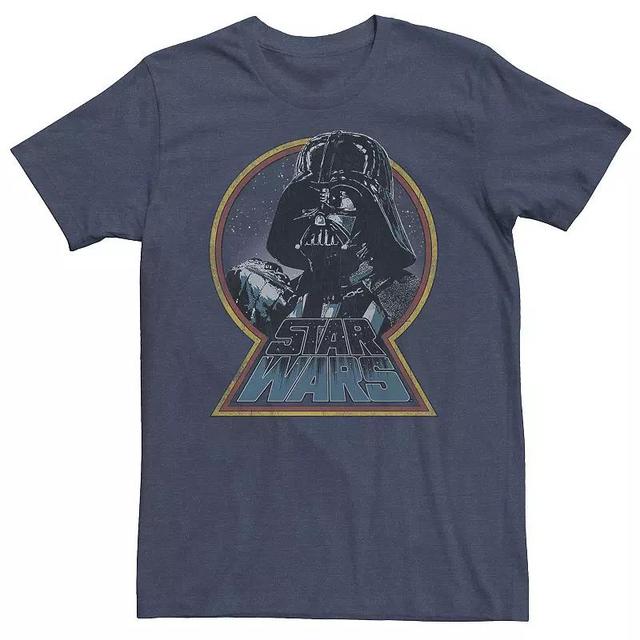 Big & Tall Star Wars Darth Vader Iconic Fist Logo Badge Tee, Mens Navy Grey Product Image