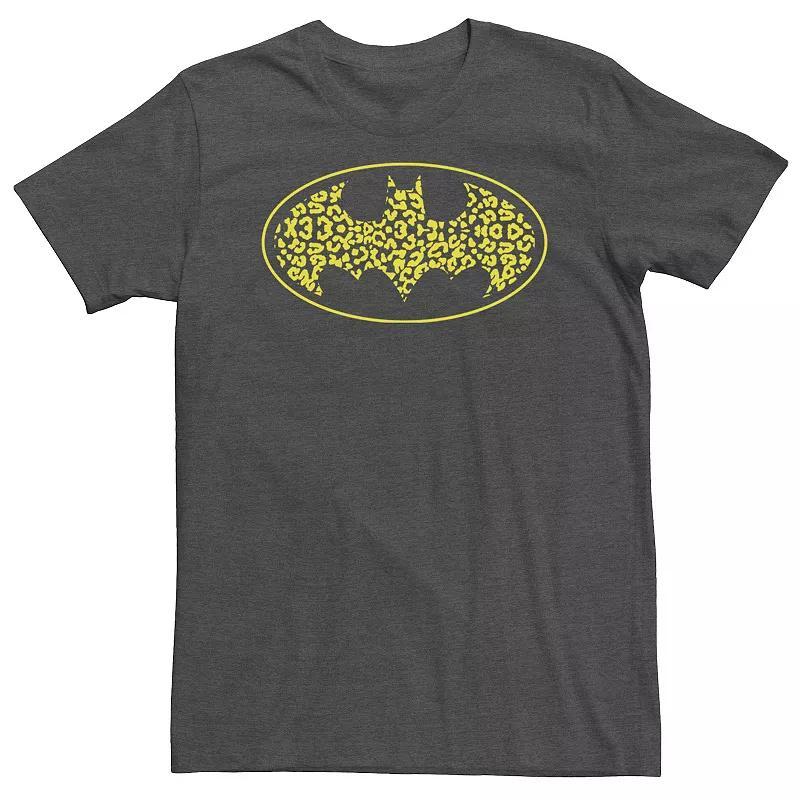 Big & Tall DC Comics Batman Cheetah Print Logo Fill Tee, Mens Grey Heather Product Image