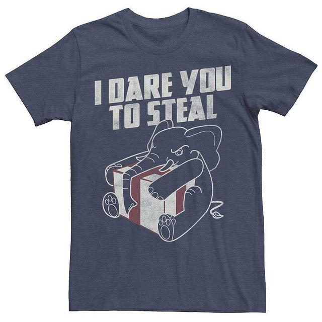 Mens I Dare You To Steal White Elephant Tee Navy Grey Product Image