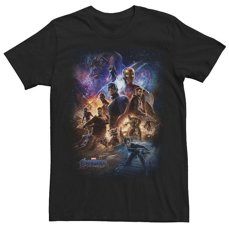 Mens Marvel Avengers: Endgame Galaxy Movie Poster Group Shot Tee Black Product Image