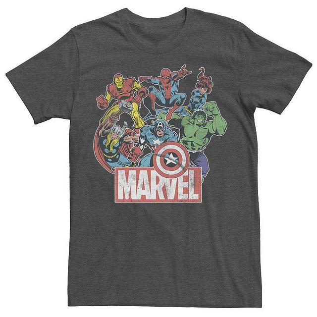 Mens Marvel Avengers Team Retro Comic Vintage Tee Grey Heather Product Image