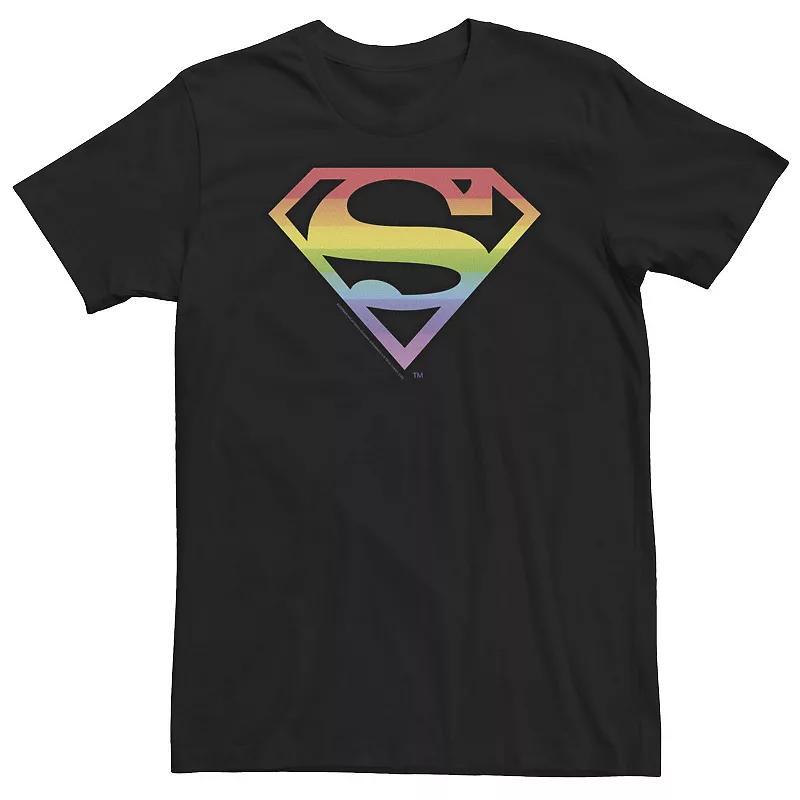 Big & Tall DC Comics Pride Superman Rainbow Logo Tee, Mens Black Product Image