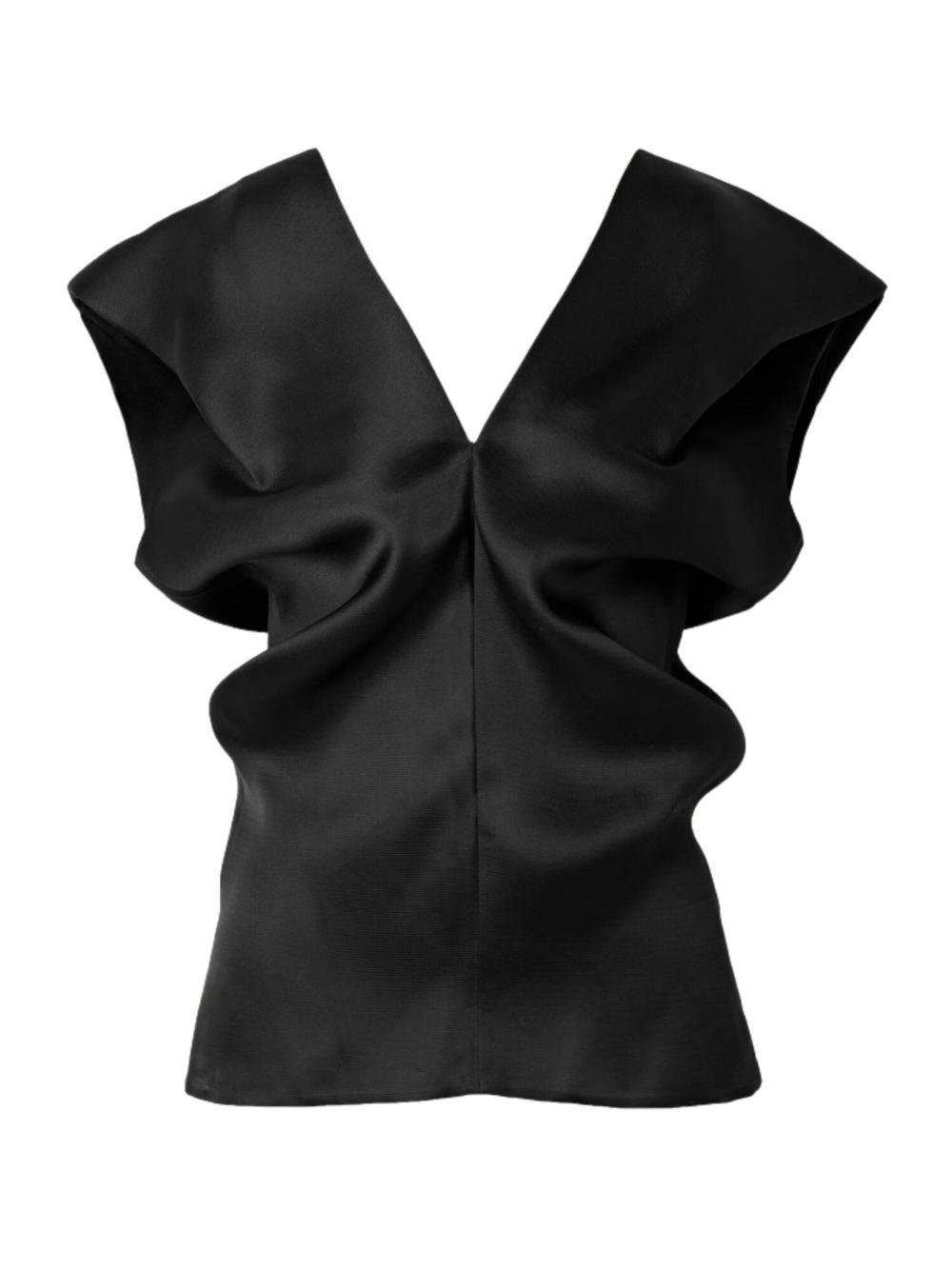 KHAITE Ami Draped Silk-gazar Top In Black Product Image