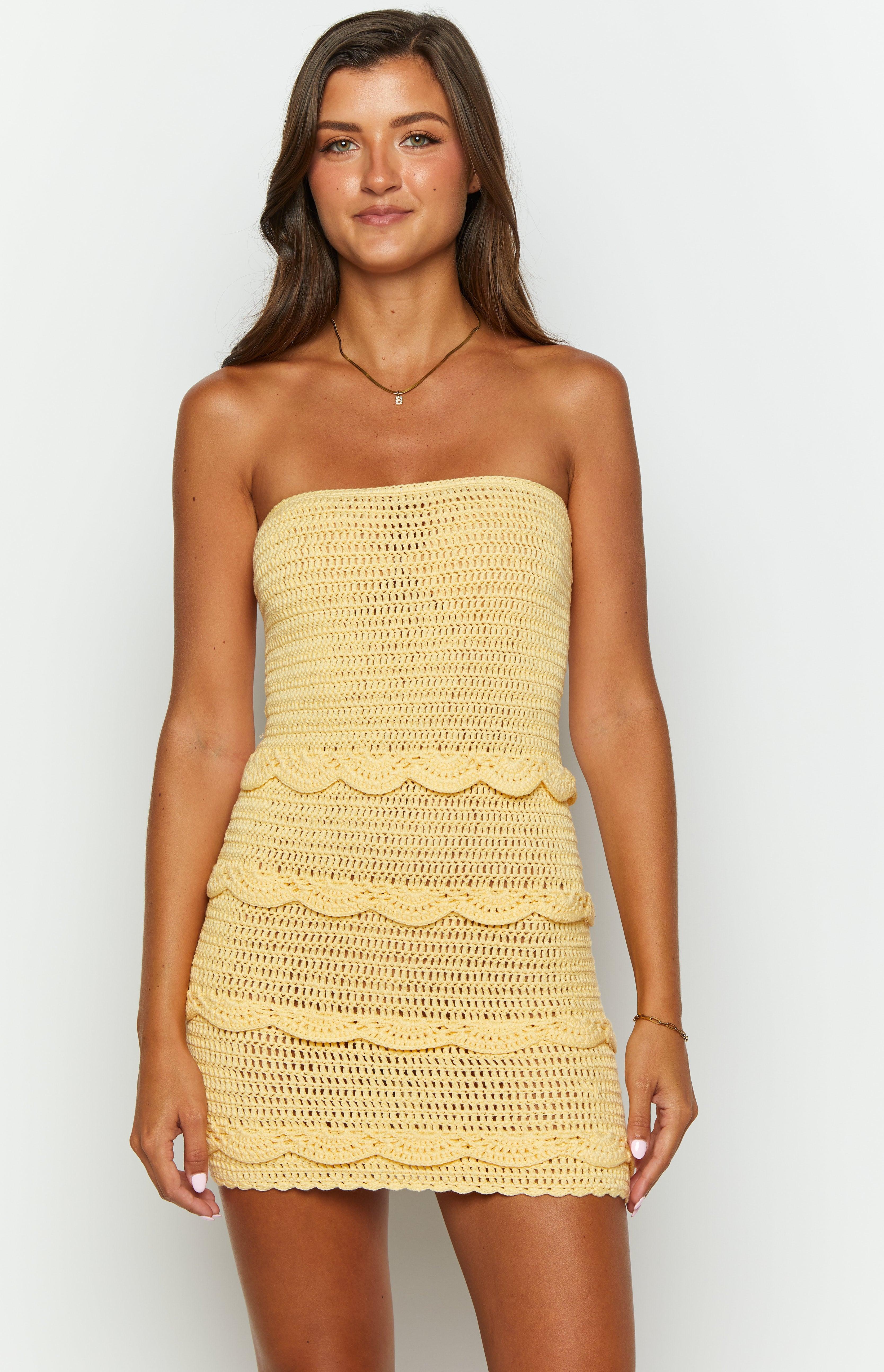 Hazeley Yellow Strapless Mini Dress Product Image