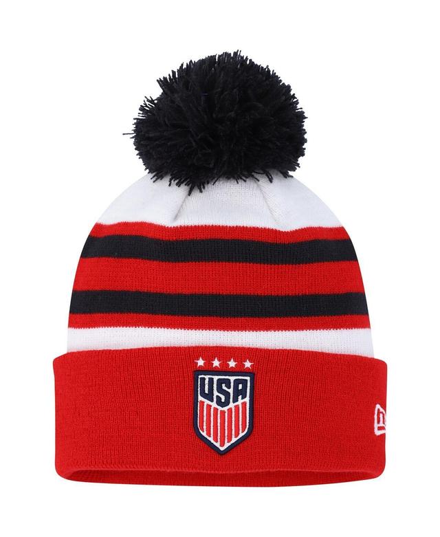 Mens New Era White Uswnt Team Cuffed Knit Hat with Pom Product Image