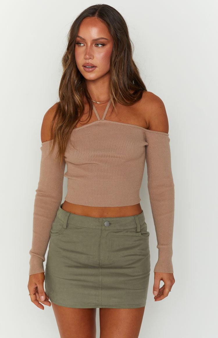 Back For You Light Brown Off Shoulder Top Product Image